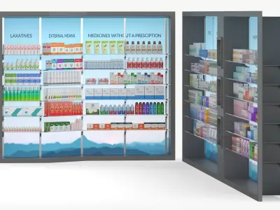 Pharmacy Display Stand with Filling 3D model