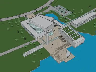 SU model of cultural and sports center office building 3D model