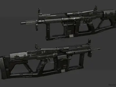 Sci-fi  assault rifle 1 Low-poly 3D model