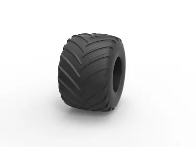 Monster Jam tire 19 Scale 1 to 25 3D print model