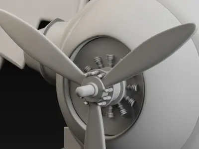 High Poly Conceptual Aircraft Engine Robot Base Mesh 3D model