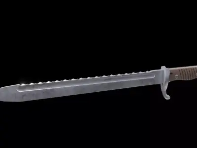 German bayonet Seitengewehr  S98 05 with sawback Low-poly 3D model