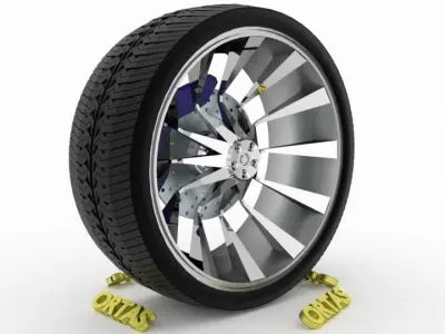 ORTAS CAR WHEEL RIM 74 GAME READY WHEEL RIM TIRE 3D model