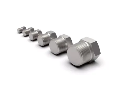Hex head plug NPT male thread collection 3D model