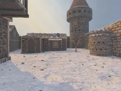 Walled Winter Village 3D model