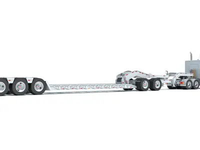 Semi Truck with Lowboy Trailer 3D model buy