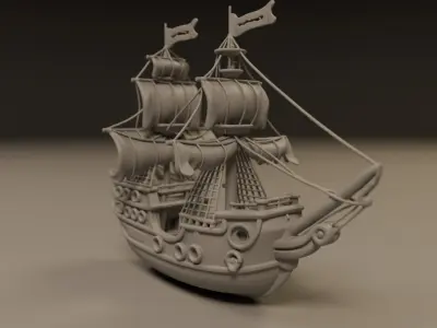 wooden ship 3D print model by CRS3D