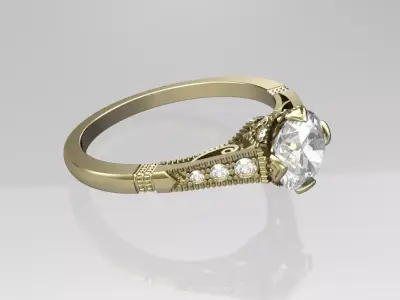 Art deco engagement ring 3D print model