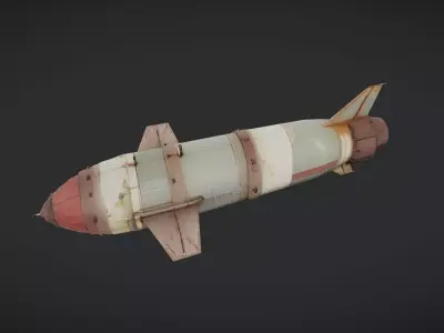 rusty military missile or torpedo 3D model