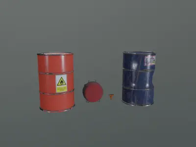 Fuel Drums Low-poly 3D model