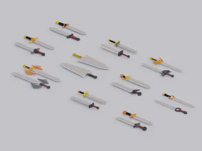 Low-poly Sword pack Low-poly 3D model