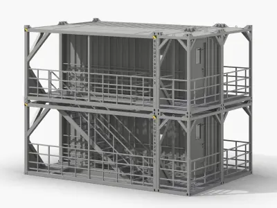 Industrial Two-Level Access Platform Gray 3D model