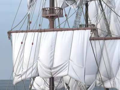 Ship Wooden Low-poly 3D model