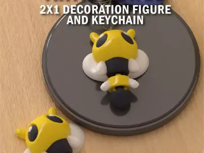 Bee Kawaii Articulated Version and Keychain 3D print model