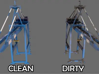 PBR Quayside Container Crane Version 1 - Blue White Low-poly 3D model