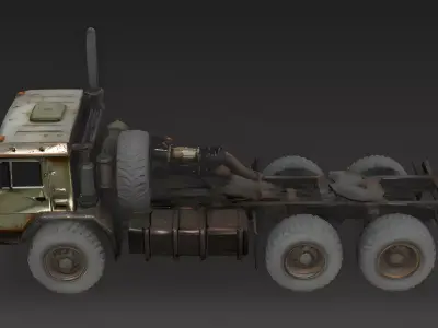 Realistic Wrecked Military Truck Chassis 3D Model Low-poly 3D model