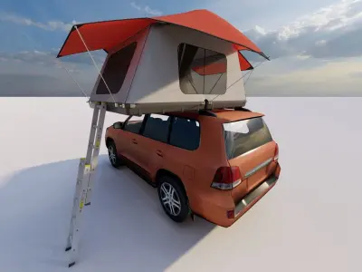 Vehicle Top Tent Model Low-poly 3D model