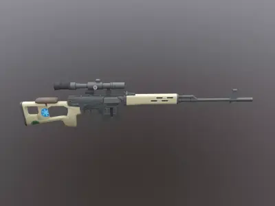 Dragunov SVD Low Poly Mobile Game Ready model Low-poly 3D model purchase