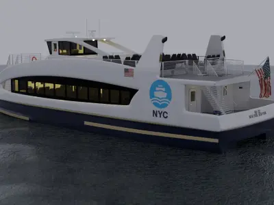 Nyc Ferry - New York Full Interior Low-poly 3D model