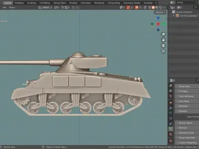M4 FL-10 TANK BASE MESH Low-poly 3D model