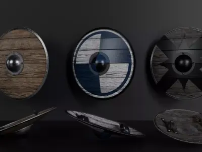 Medieval shield pack 3 in 1 Low-poly 3D model