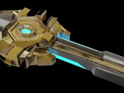 Golden Fantasy Sword game-ready Low-poly 3D model