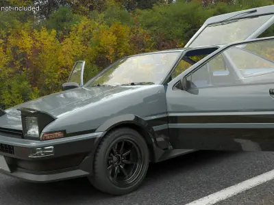 Retro Sport Hatchback 1980s Grey Simplified 3D model