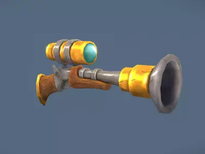 Game Ready Handpainted Low Poly Gun Model Low-poly 3D model