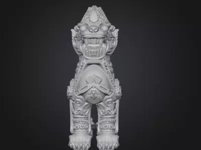 Mythical Stone Guardian Lion 3D print model