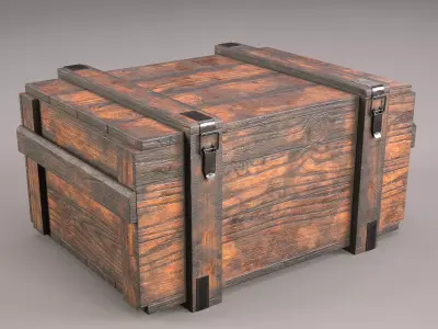 Industrial wooden box Low-poly 3D model
