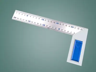 Right angle steel ruler 3D model