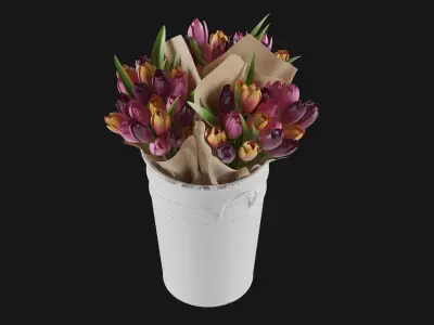 Flowers In Bucket 3D model