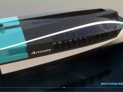 Artemis hydrofoil electric ship Low-poly 3D model