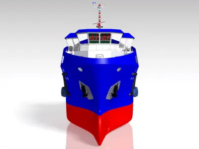 Survey Boat Ship Vessel 37 M Low-poly 3D model