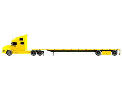 Yellow American Truck Flatbed 3D model