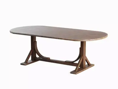 Medieval Wooden Tavern Table 01 Low-poly 3D model