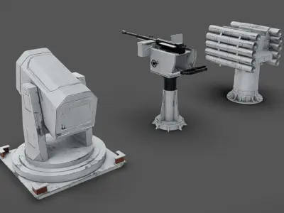 Deck Guns 02 Low-poly 3D model