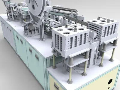 Automatic cutting and automatic feeding assembly line 3D model