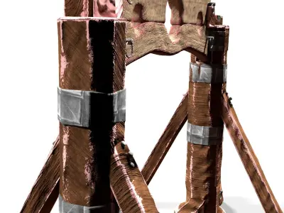 Pillory stocks Low-poly 3D model