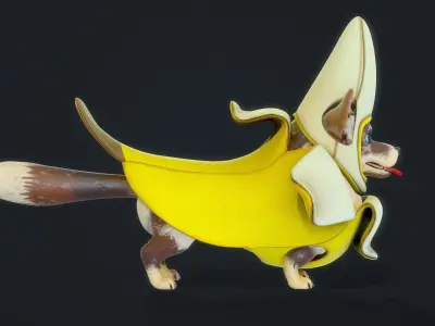 Cartoon Corgi Banana Costume Expansion Pack Low-poly 3D model