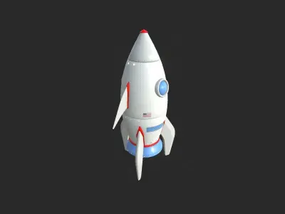 Cartoon Spaceship 07 USA - Spacecraft Vehicle SciFi Low-poly 3D model