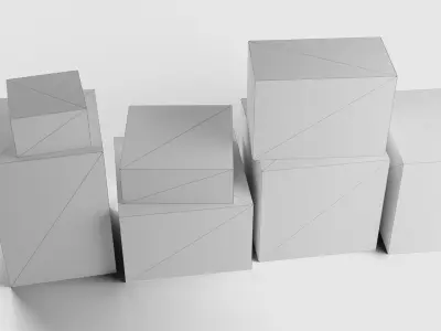 Boxes set - game ready group of cardboard Low-poly 3D model