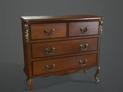 French Drawers Cabinet Low-poly 3D model