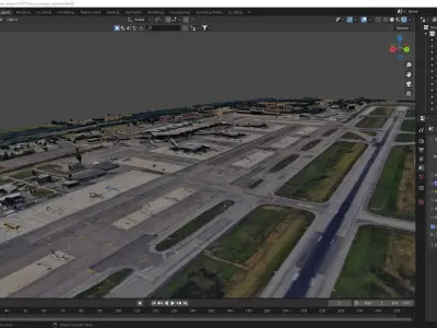Two runways airport map with Texture Low-poly 3D model Low-poly 3D model