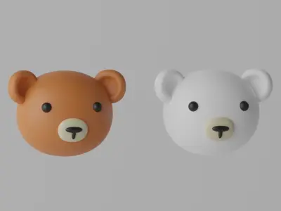 Cartoon Cute Bear Head 3D model