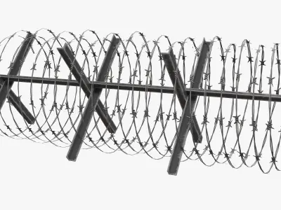 Barbed Wire Barricade Low-poly 3D model purchase