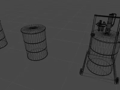 PBR Oil Barrels Low-poly 3D model