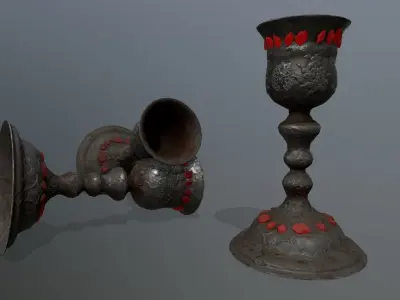Chalice 2 goblet Low-poly 3D model