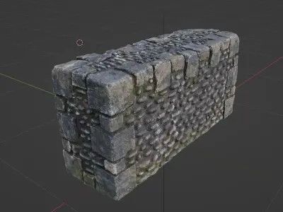 Mediaeval Stone Wall Castle Game Asset Low-poly 3D model