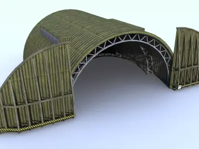 Aircraft Shelter Low Poly - Seamless textures Low-poly 3D model